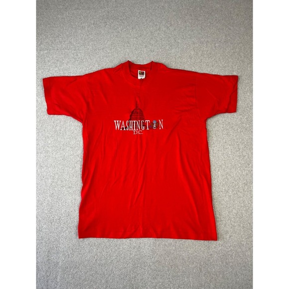 Fruit of the Loom Other - Vintage Washingon DC Shirt Men XL Red Single Stitch 90s Short Sleeve Embroidered